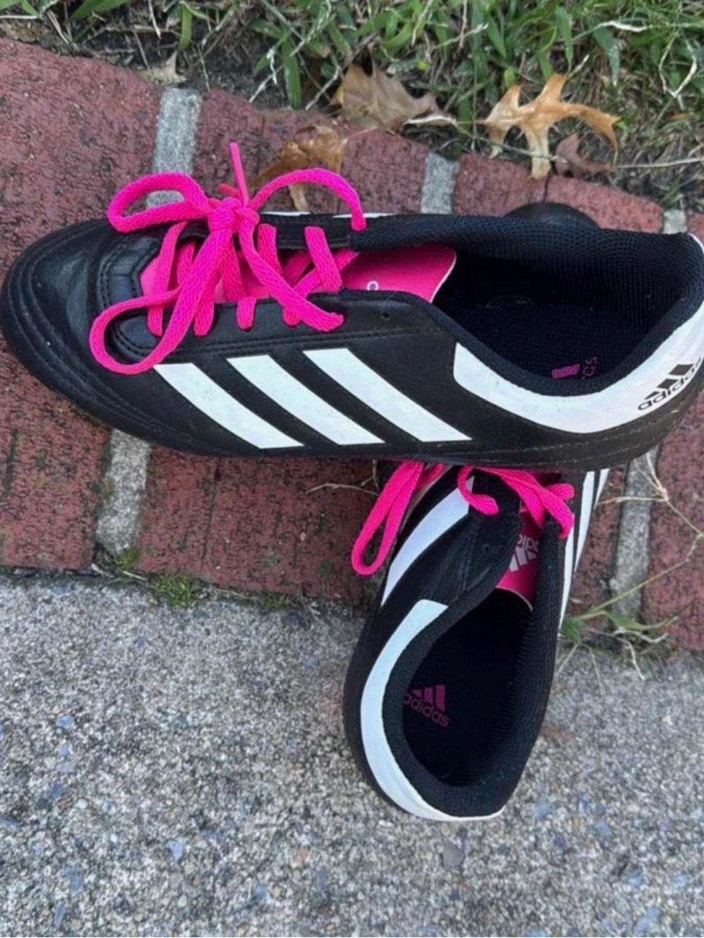 Adidas black & pink soccer cleats